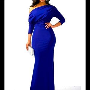 royal blue Off the shoulder dress